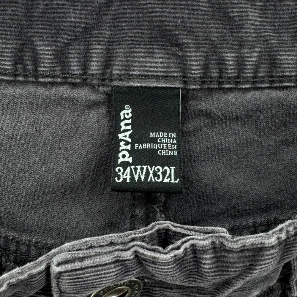 prAna Corduroy Pants Mens 34x32 Grey Excellent Straight Leg Stretch Outdoor